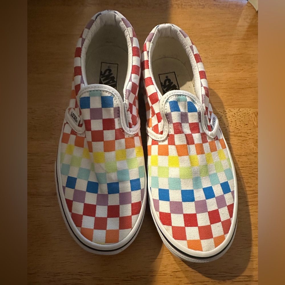Vans Classic Rainbow Checkerboard Slip on Shoes Size 3